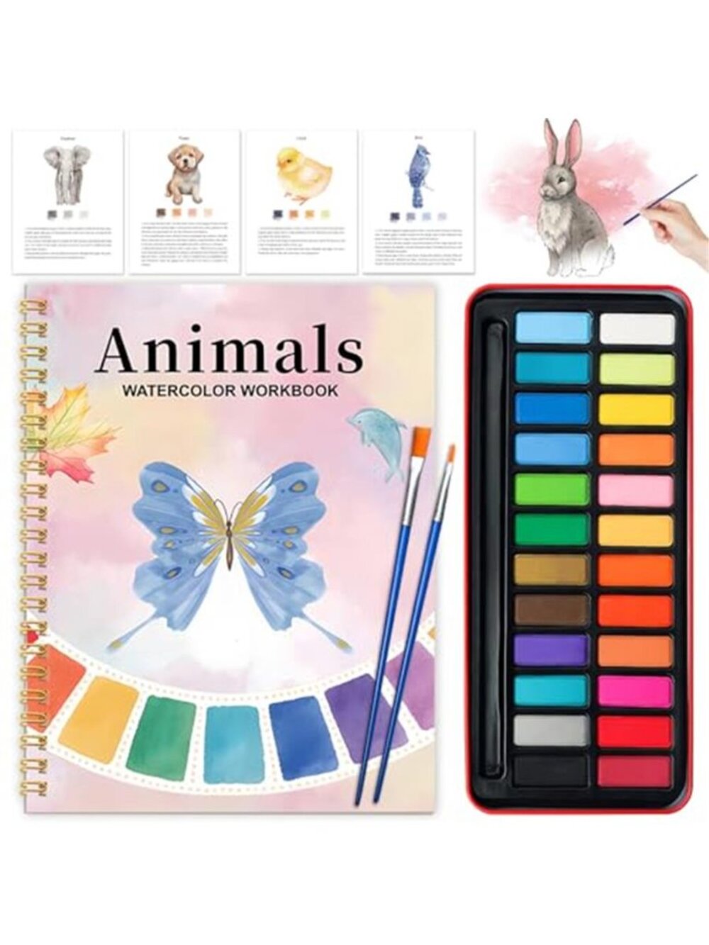 Watercolor Workbook - Coloring Book Beginner Friendly Painting Kit, Watercolor